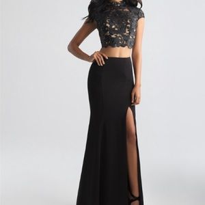 Black 2 piece crop lace up formal